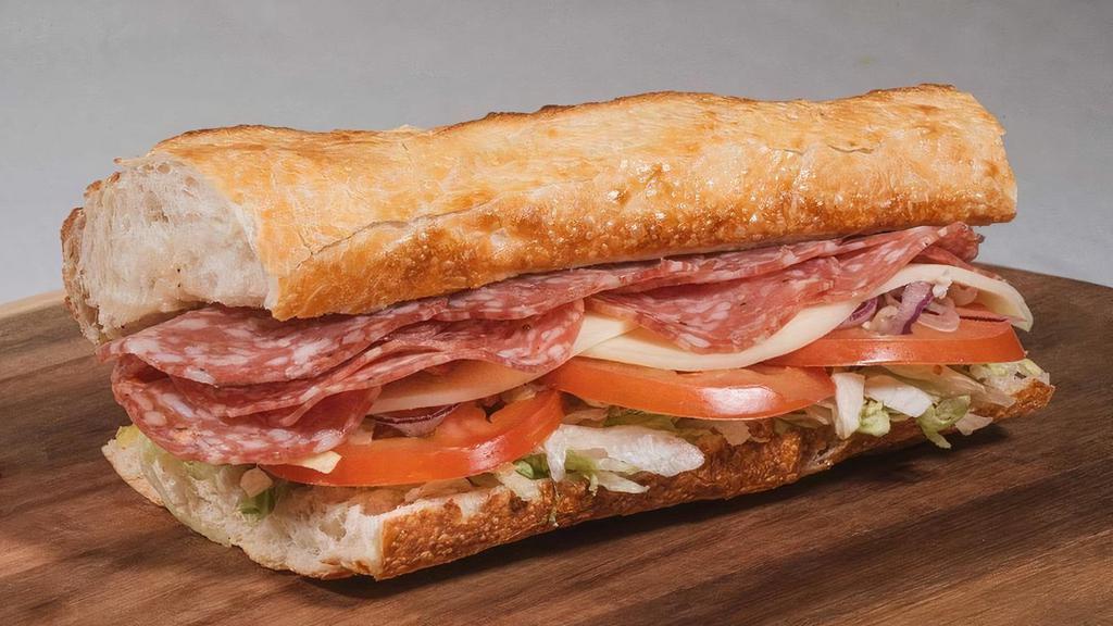 #19 Salami · Please choose your toppings! Thinly sliced Genoa Salami served on freshly baked Sourdough bread, built the way you like it!
