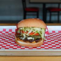 Kids Burger* · Kids Burger:  3oz Patty Topped with. Lettuce, Tomatoes, Onions, Pickles, Relish, Mayo and Mu...