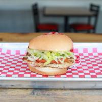 Grilled Chicken Sandwich* · Marinated and Grilled Chicken Breast Topped with Lettuce, Tomato and Mayo on a toasted bun. ...