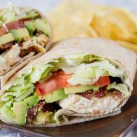 Chicken Club Wrap · Grilled chicken, bacon, tomatoes, lettuce, and American cheese and mayo.