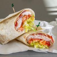 Turkey Club Wrap · Served with bacon, lettuce, tomato and mayonnaise.