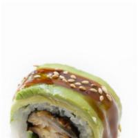 Caterpillar Roll · Eel, cucumber topped with avocado, eel sauce.