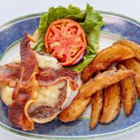 Bacon Burger · For the bacon lovers. Tender beef patty topped with savory, griddied bacon melted cheese and...