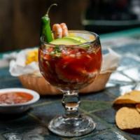 Mexican Shrimp Cocktail · Mexican Shrimp Cocktail- Riviera Nayarit Style with fresh lime juice, clamato, fresh avocado...