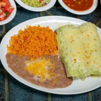 Chicken & Spinach Enchiladas · Chicken & Spinach Enchiladas- Two flour tortillas rolled with Grilled chicken, spinach, and ...