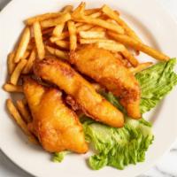 Fish & Chips · With French fries and tartar sauce