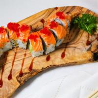 Red Dragon Roll · Spicy Tuna Cucumber Roll, Eel, Salmon, Avocado, Eel Sauce