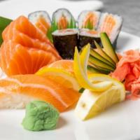 Salmon Combo · 3 Sashimi, 3 Nigiri, Salmon Roll (6 pcs)
