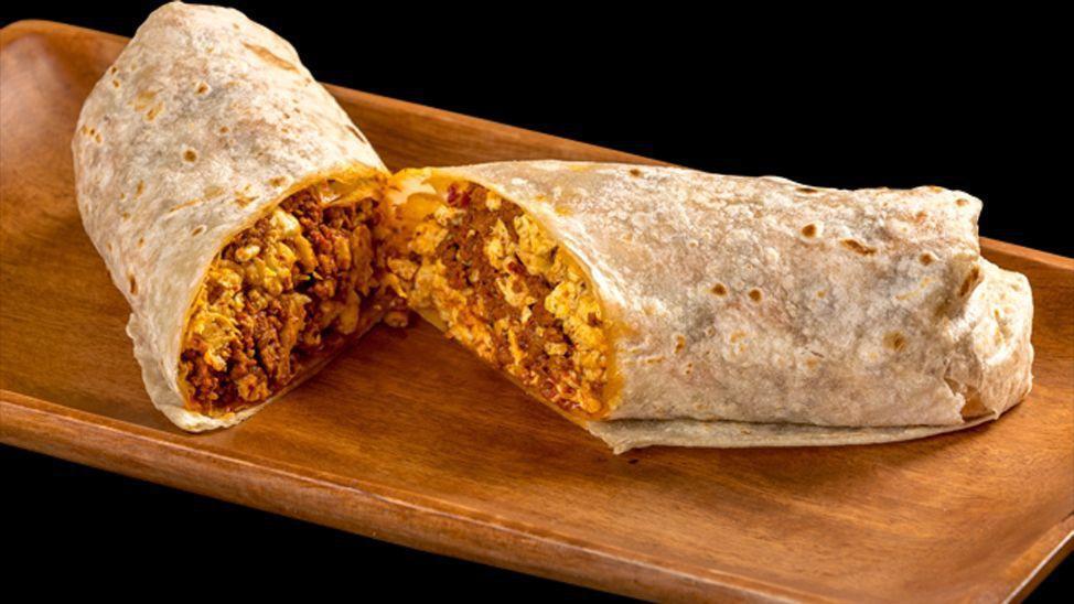 Chorizo Burrito · Chorizo and egg.

Consuming raw or undercooked meats, poultry, seafood, shellfish, or eggs may increase you risk food borne illness.