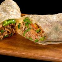 Beef Burrito · Shredded beef, onions, tomato, bell peppers.