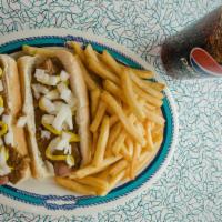 2 Coney Islands · Two hot dogs topped w/ chili, mustard, and onions served on steamed buns.