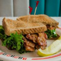 Blt · Five pieces of crispy bacon with lettuce, tomatoes, and mayonnaise on your choice of toast.