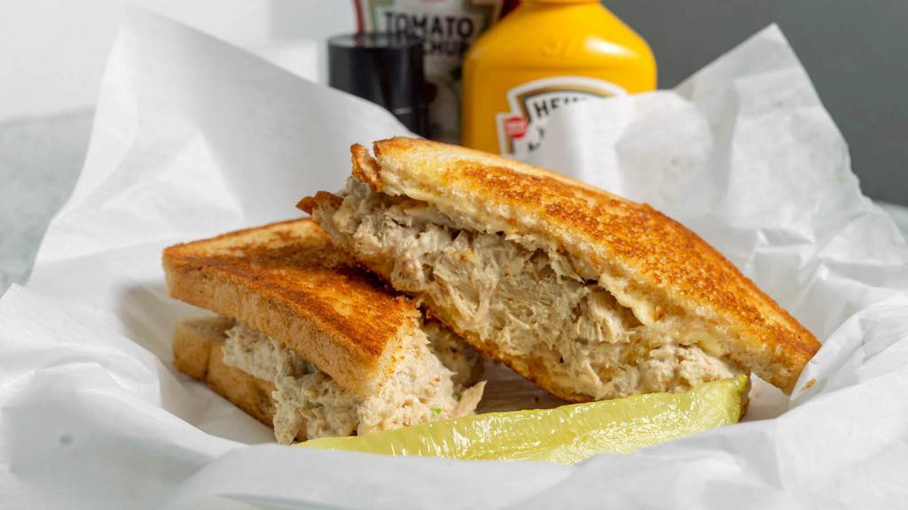 Albacore White Tuna Melt · Tuna salad layered with swiss cheese and served on grilled rye bread.