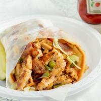 Grilled Chicken Wrap · Grilled chicken with green peppers, onions, mozzarella Cheese and sour cream.