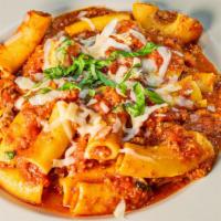 Bolognese Rigatoni · A hearty meat sauce with Federal Hill's finest veal, pork, and beef tossed in rigatoni.
