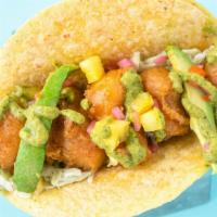 Hurricane Fish Taco · Fried battered cod served on a bed of a bed of our homemade coleslaw. Topped with habanero o...