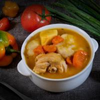 Small Chicken Soup · Our signature soup lovingly prepared with chicken, dumplings, yams, carrots, pumpkin and pot...