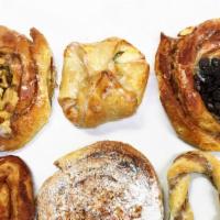 6 Assorted Breakfast Pastries · Danish with your choice of butter crumb, cheese, almond, raisin, chocolate chip, coconut, ch...