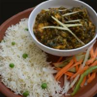 Saag · Spinach cooked with onions, garlic and Indian herbs