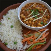 Chole Masala · Chickpeas cooked w/ onion, tomatoes and Indian herbs