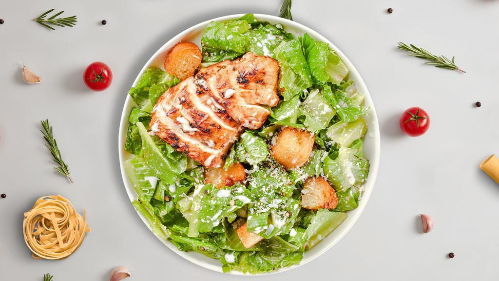 Cease For Caesar Chicken Salad · Romaine lettuce, grilled chicken, house croutons, and parmesan cheese tossed with caesar dressing.
