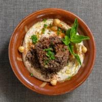 Hommus Special · Gluten-free. Certified halal meat. Ground beef and lamb, pine nuts.