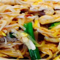 Pad Thai · Thin rice noodles stir-fried with bean sprouts, scallions, peanuts and egg.