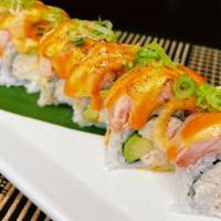 Baked Salmon Roll · In: California roll out: baked salmon 
(eel sauce).