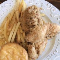 Southern Fried Chicken Basket · Three chicken tenders, hand battered in our special breading and fried.