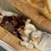 Filly Cheese Steak · Thin sliced steak grilled with bell peppers, onions, mushrooms and topped with provolone che...
