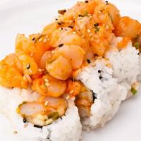 Spicy Scallop Roll · In: scallops, green onion, tobiko mixed with spicy sauce.