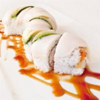 White Dragon · In: shrimp tempura, crab and cucumber. Out: ono and avocado.