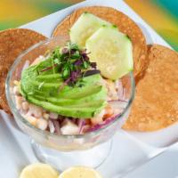 Ceviche  · Your Choice of Shrimp or Fish Ceviche Served With Pico de gallo, avocado. and Tostadas