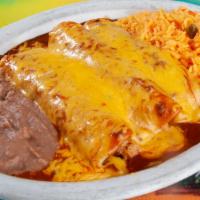 Tampiqueña  · 3 Tex Mex Enchiladas, With a Side of Beef Fajitas, Served with rice & beans