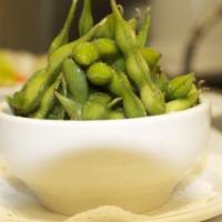 Edamame · Boiled soybeans with salt.
