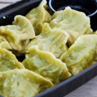 Edamame Dumplings · (10 count).Savory, decadent, & hot to be missed. Filled with a light yet substantial mixture...