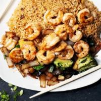 Shrimp Teriyaki · Served With  cabbage, carrot and, broccoli 
Choice white rice ,Fried Rice  Or Noddle