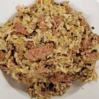 Jambalaya · Chicken and Andouille with a blend of cooked rice, onions, garlic, and celery and seasoned w...