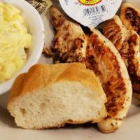Grilled Chicken Tenders · Served with choice of Sauces- Ranch, Honey Mustard, House Remoulade.