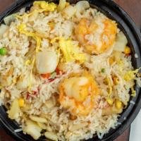 Seafood Fried Rice With Pineapples · Seafood: scallop, jumbo shrimps, crab sticks.