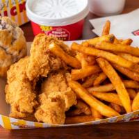 Tenders Combo (4 Pieces) · Popular item. Biscuit, side, and can drink.