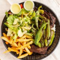 Carne Asada · Grilled steak with onions served with your choice of two side orders.