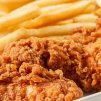 Chicken Tenders · (4 pcs) with fries.