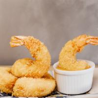 Rock Shrimp Tempura (6) · Deep-fried jumbo shrimp in a light batter. Served with spicy mayonnaise dipping sauce on the...