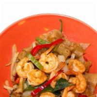 Drunken Noodle · Stir-fried rice noodle with chili and basil. Choice of chicken, beef, pork, shrimp or vegeta...