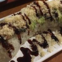 Crunchy Unagi · In: unagi, tempura crunchy
Out: unagi, avocado and crunchy with eel sauce
