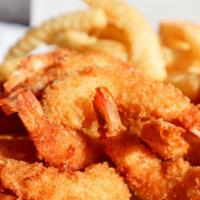 Fried Shrimp In A Basket (16) · Served with Fries & Dinner Roll