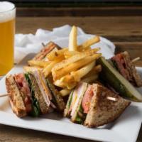 Smoked Club Sandwich · Ham, turkey, Cheddar and Provolone cheese and smoked in-house. Stacked with bacon, lettuce, ...