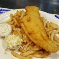 Fish & Chips · Served with french fries coleslaw tartar sauce potato and vegetable.