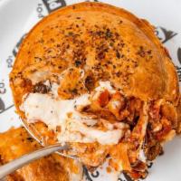 Mushroom Ricotta Pizza Pot Pie (Vegetarian) · Mushroom, ricotta, marinara sauce, red onion, black olive, garlic, fresh basil, parmesan, mo...